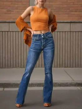 10 best sales Calça jeans com fivela falsa - №10