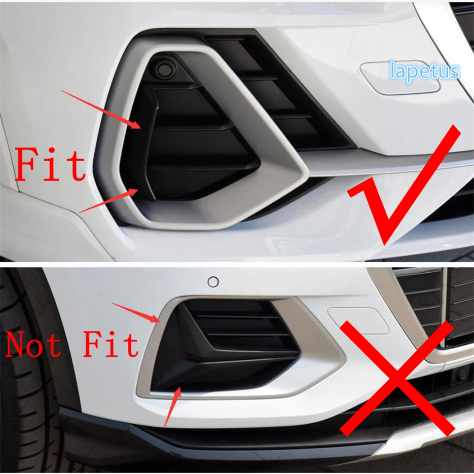 Car Front Grille Bumper Fog Lights Foglight Lamps Decor Cover Trim Fit For Audi Q3 2019 - 2023 Red / Chrome Exterior Accessories