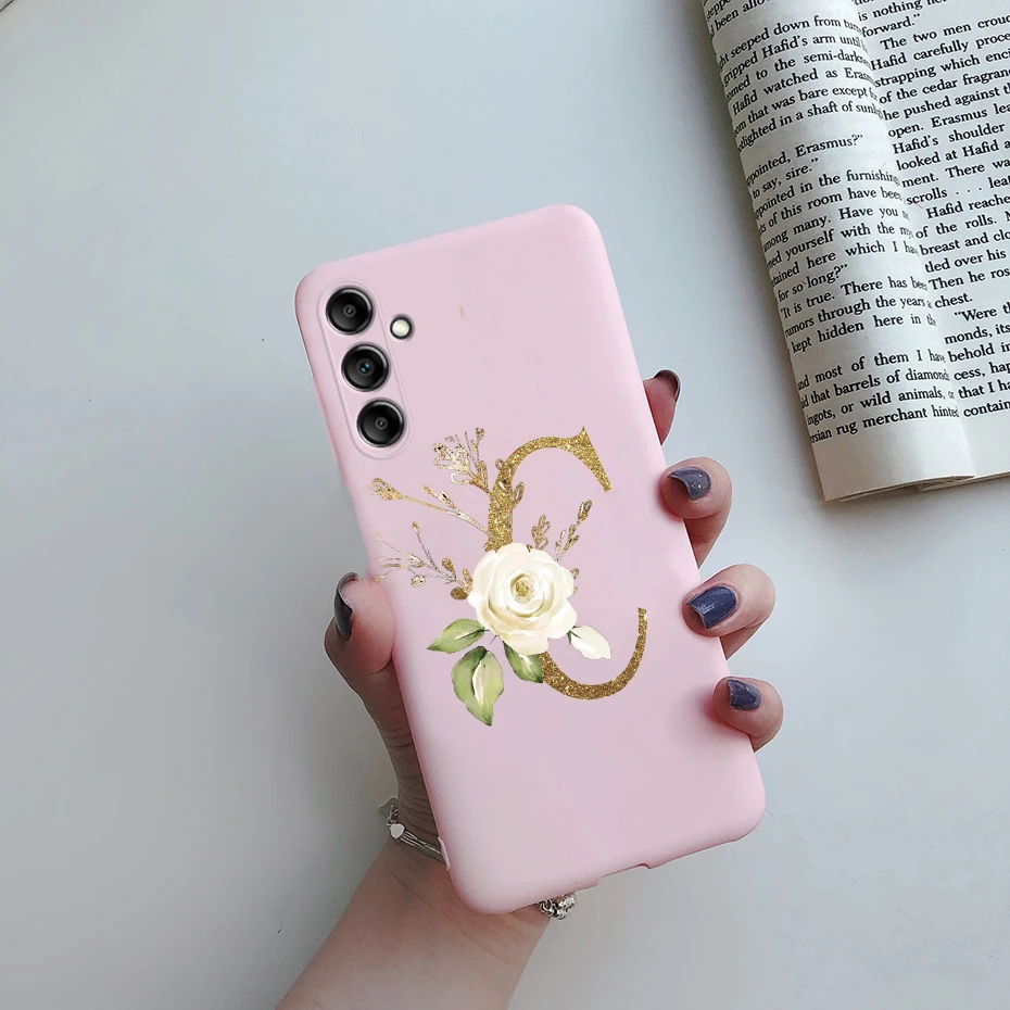 For Samsung Galaxy A24 4G Fashion Case Pink Black Matte Silicone Letters Phone Case For Samsung A24 A 24 4G SM-A245F Back Cover