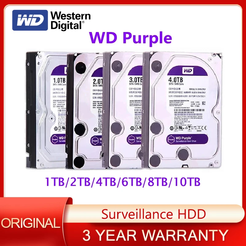 Western Digital WD Purple 1T 2T 3T 4T 6T 8TB 10TB 3.5