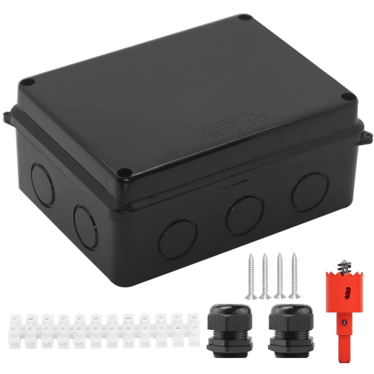 Electrical Box, Outdoor Waterproof Box IP65 Junction Box with Reserved Holes,Project Box Power Cord Enclosure Black