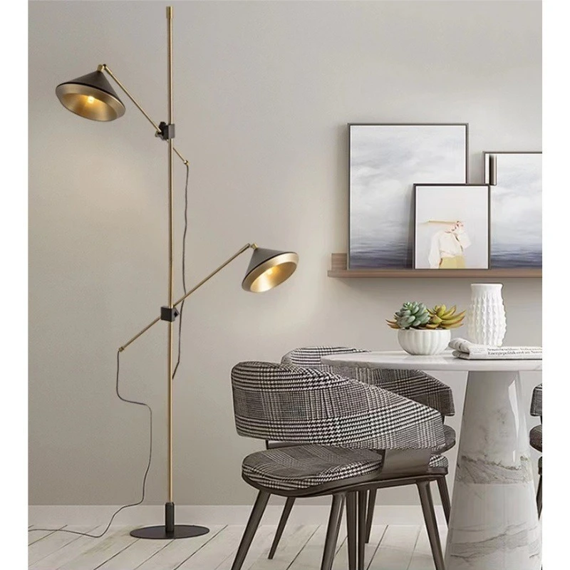 Modern Minimalist Double Headed Adjustable Wrought Iron Floor Lamp Bedhead Next To The Sofa in The Living Room Advanced Luminair