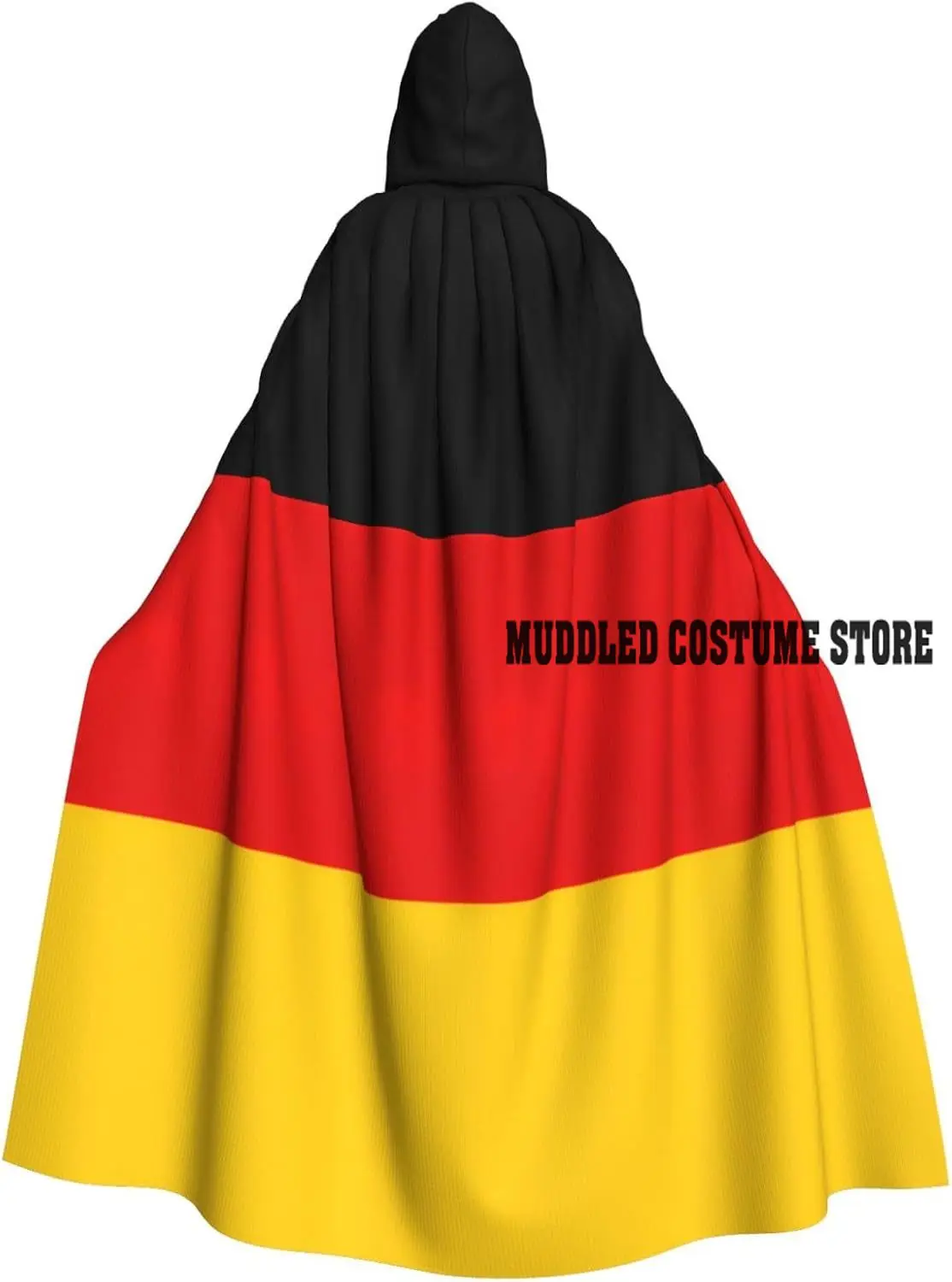 Unisex robes capes Adult German flag Print Hooded Cloak for Cosplay Halloween Carnival Costumes