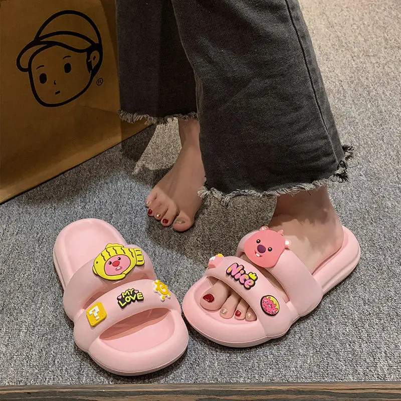 Cartoon Anime Loopy Summer Women Slippers Kawaii High Face Value Thick Bottom Anti Slip Slippers Girl\'s Heart Versatile Slippers