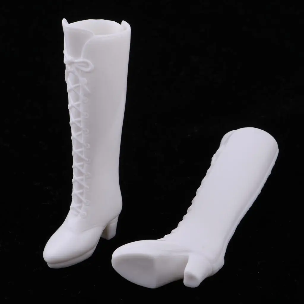 1/6 Scale Dolls Shoes White Boots for Blythe Licca for Momoko Party Outfit