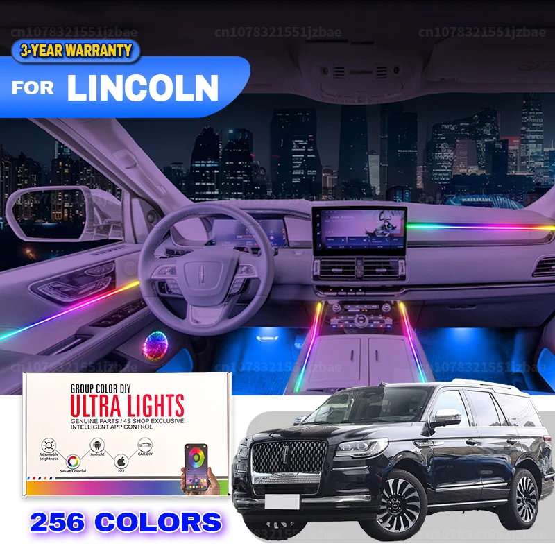 

For Lincoln AVIATOR Navigator MKZ MKT MKC MKS MKX 256 Colors RGB Symphony Car LED Interior Ambient Light Auto Accessories