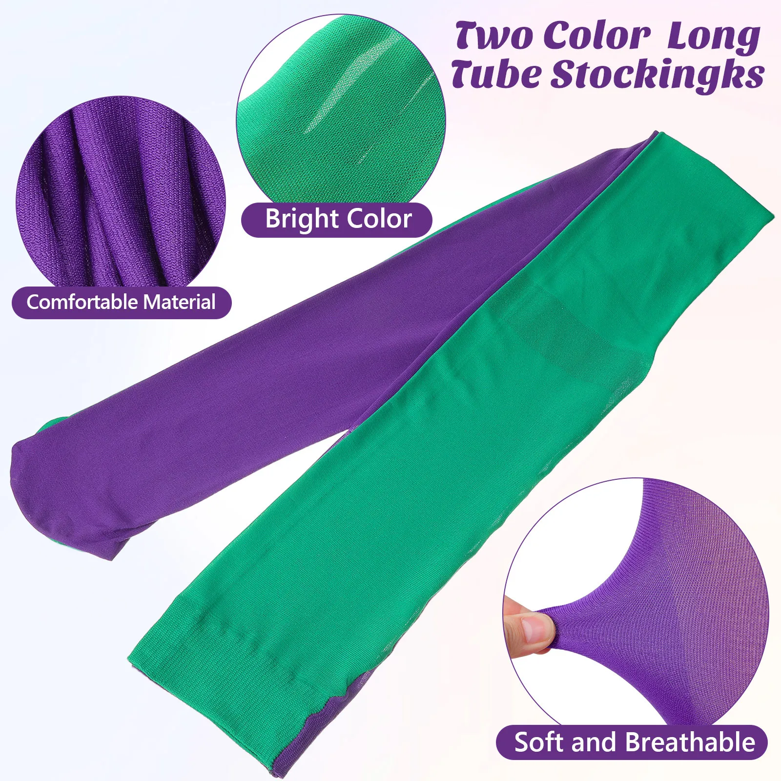 1 paio di collant Yin Yang calze performanti durevoli e traspiranti per le donne calzini per costumi di decorazioni per feste di carnevale verde viola