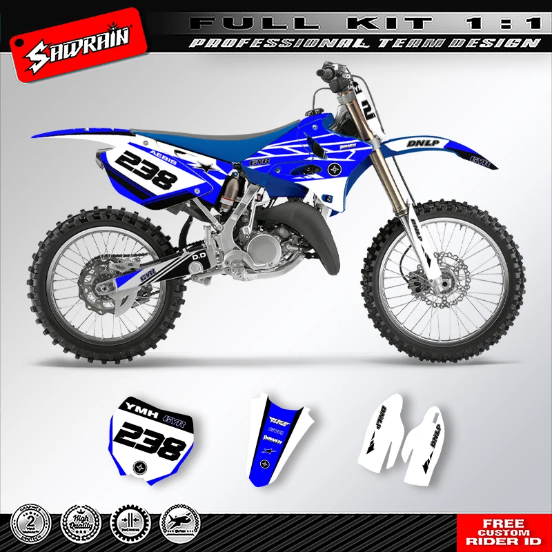 

Sawrain Motorcycle Sticker Custom Team Graphics Decals Kit For YAMAHA YZ125-250 2002 2003 2004 2005 2006 -2014 004
