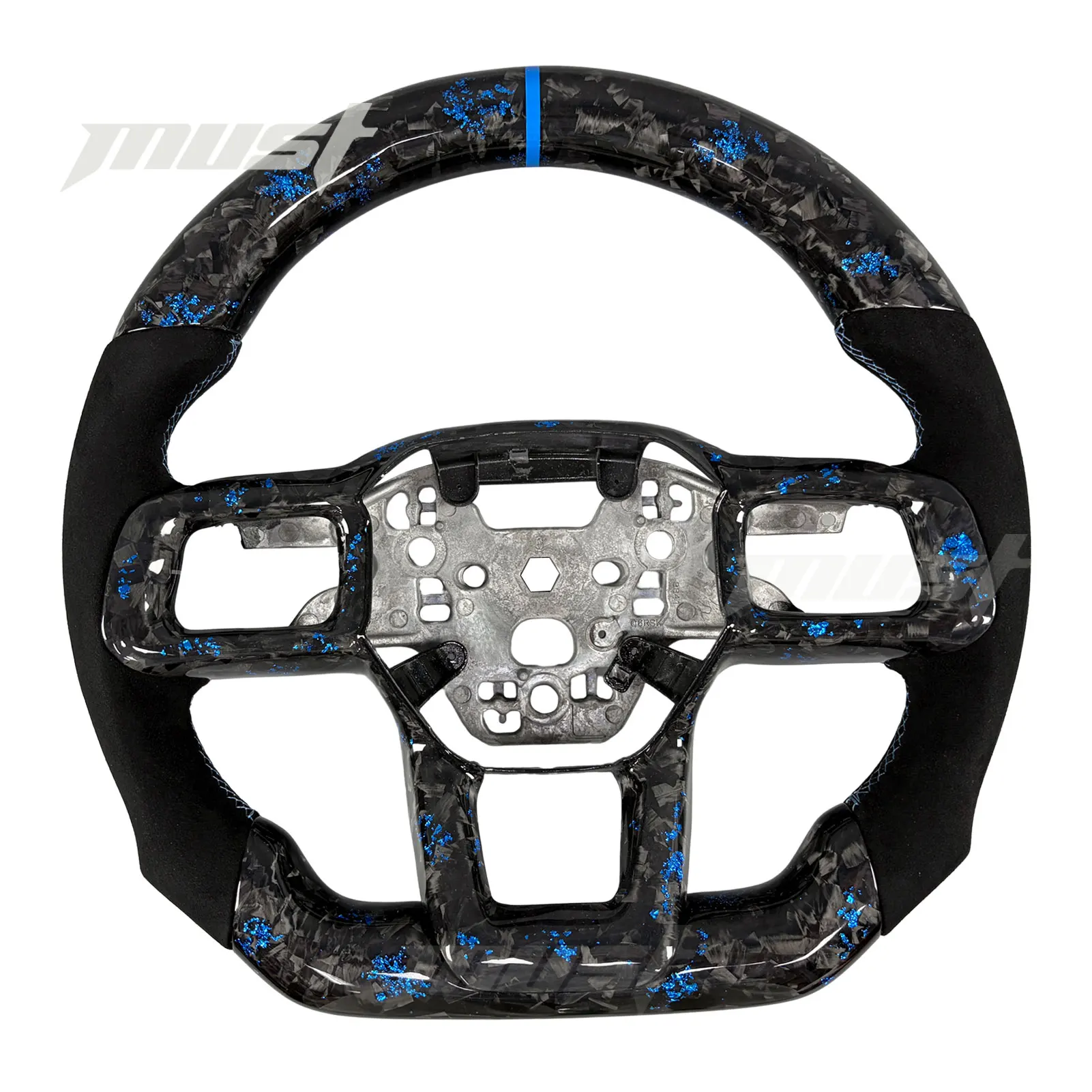 For Ford Mustang 7th Generation S650 Dark Horse GT GTD Shelby Coupe 2024-2026 Customized Blue Forged Carbon Fiber Steering Wheel