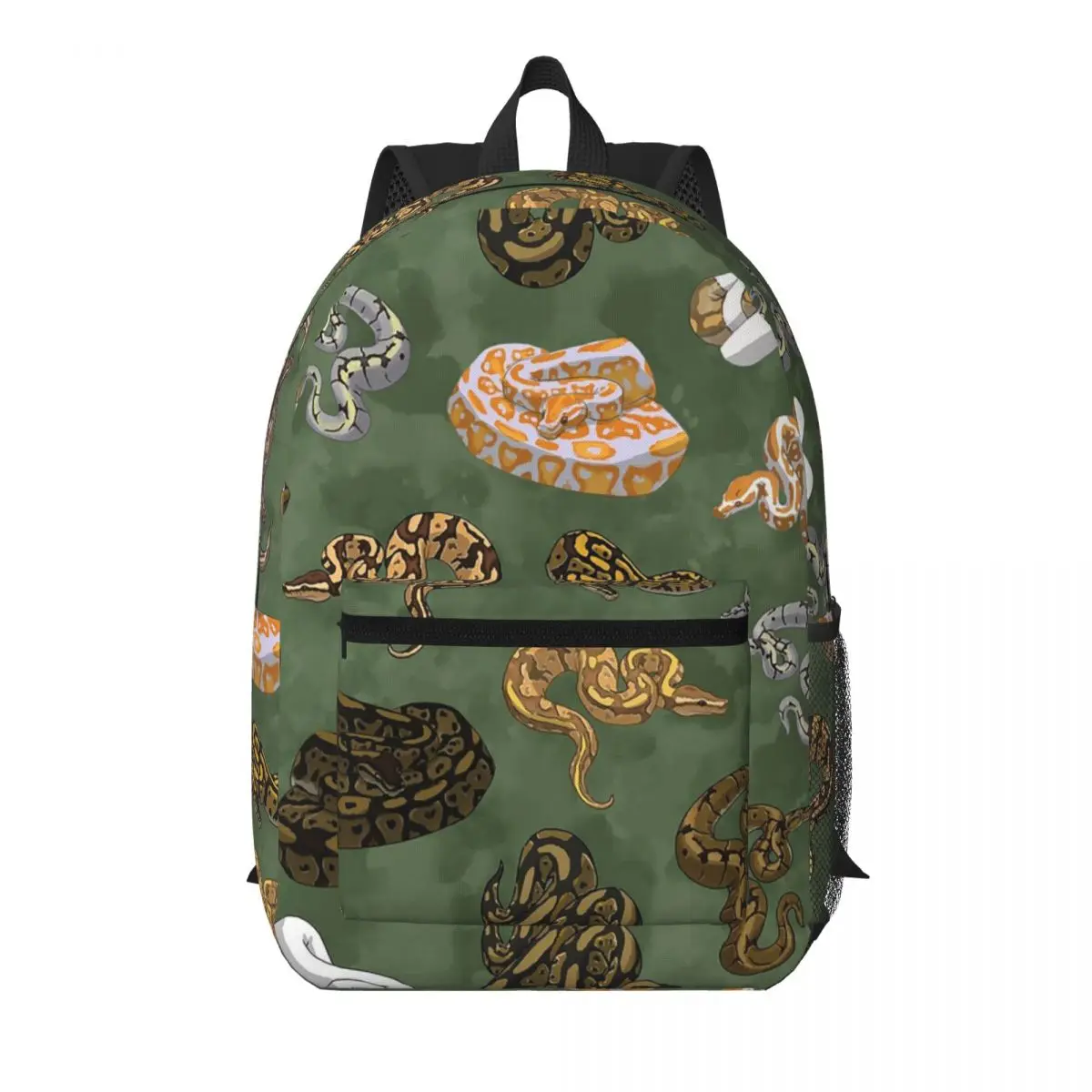 

Ball Python Morphs Pattern Moss Green Student Backpack School Bag Hiking Travel Daypack for Men Women Bookbag Shoulder Bags