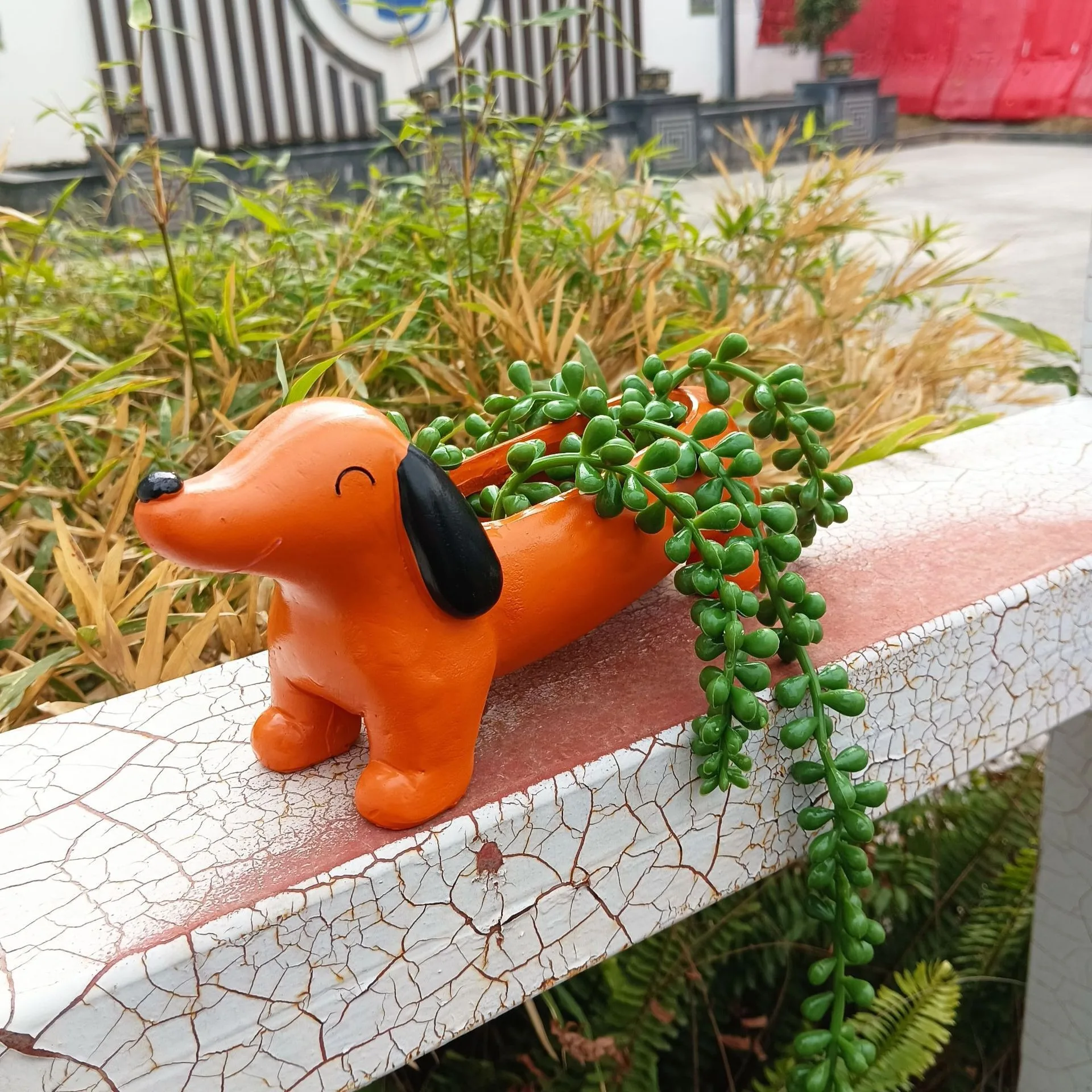 Dachshund Dog Flower Pot Resin Succulent Planter Aesthetic Plant Pot for Indoor and Outdoor