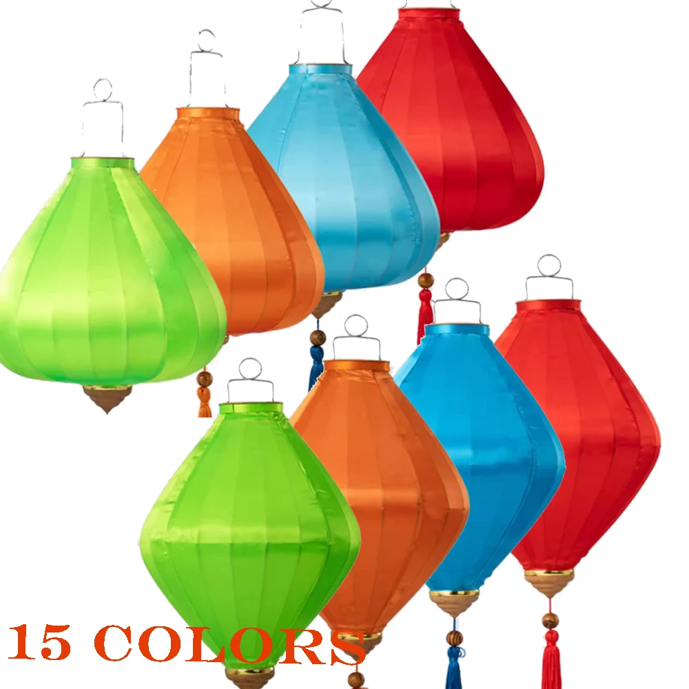 

12/14 Inch Chinese Hanging Lantern Outdoor Solid Color Waterproof Cloth Lantern Performance Party Festival Lantern Decoration