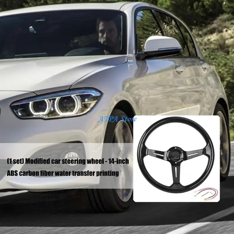 

U13C 350mm Diameter 14 Inch Racing Steering Wheel ABS Carbon Fiber Ergonomic Handle