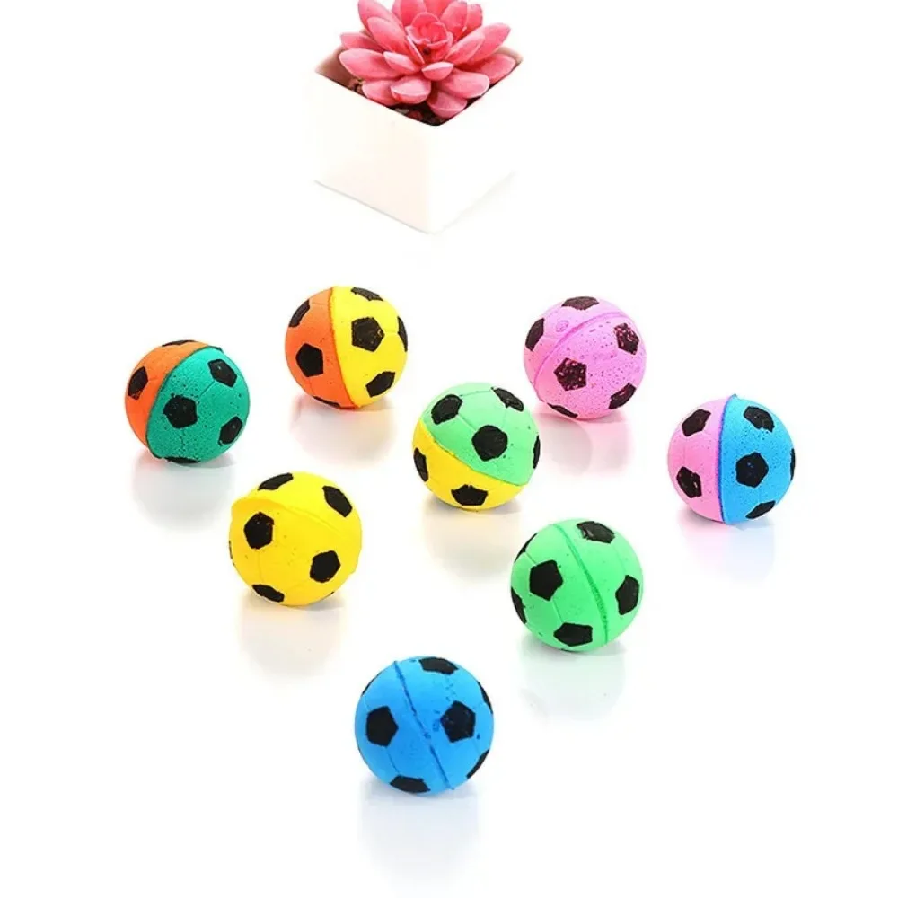 5pcs Soft Latex Pet Toys Ball Cat Toys Interactive Play Chewing Scratch Natural Foam Sponge Football Cat Training Pet Supplies