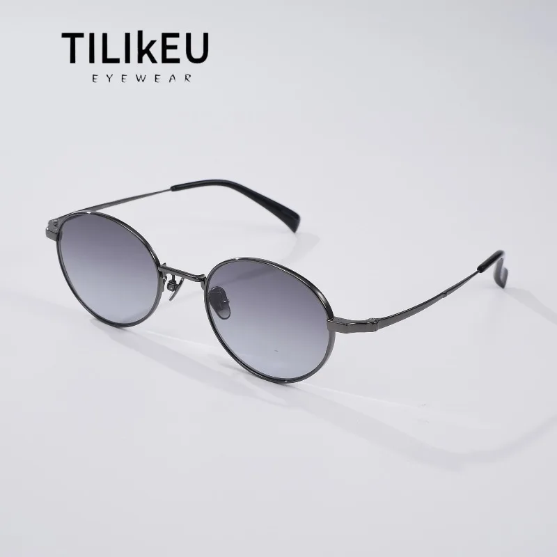 

Новые ретро-солнцезащитные очки из чистого титана овальной формы для женщин, для активного отдыха, путешествий, фотосъемки, модные солнцезащитные очки для мужчин, UV400