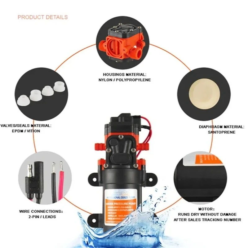 35PSI 12V pompa acqua marina pompa autoadescante a membrana accessori per barche docce servizi igienici motore di trasferimento dell\'acqua per