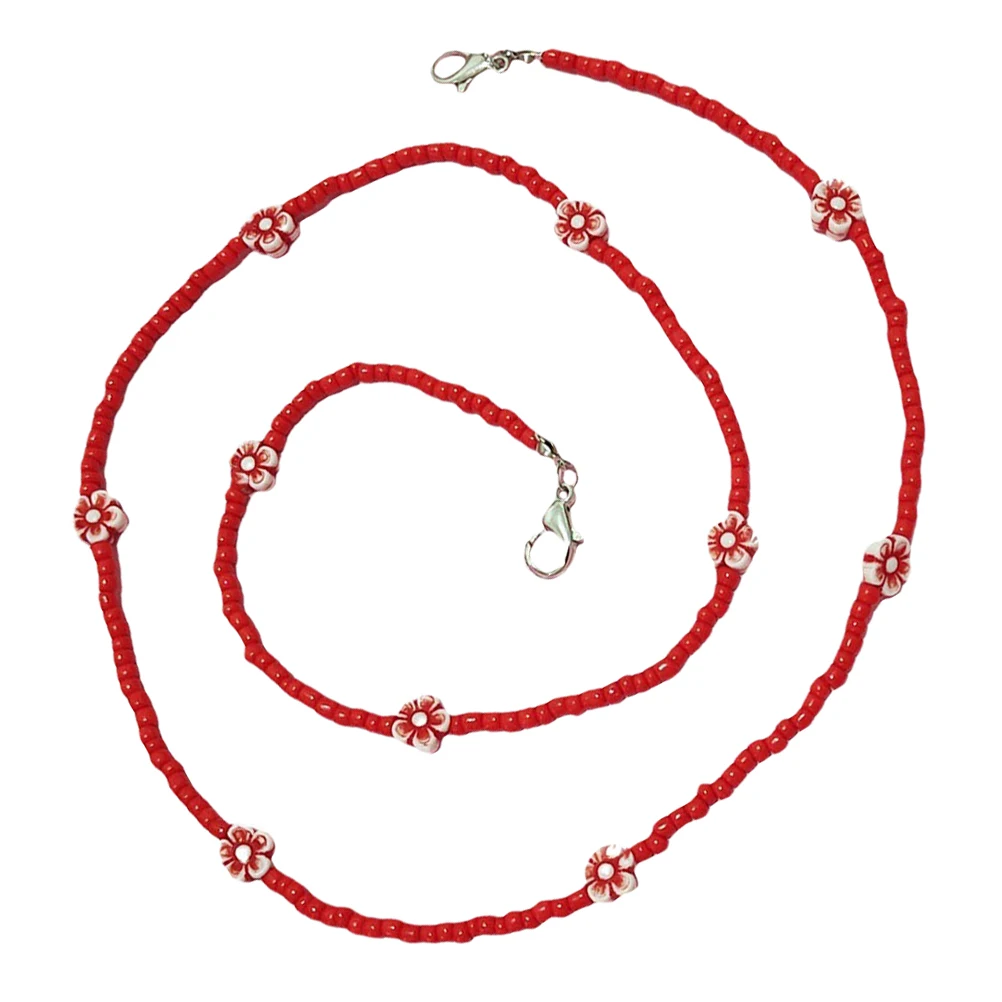 

Rice Bead Mask Keeper Necklace Beaded Chain Holder Face Lanyard Glasses Strap Clip Cord Party DIY Decor Accessories