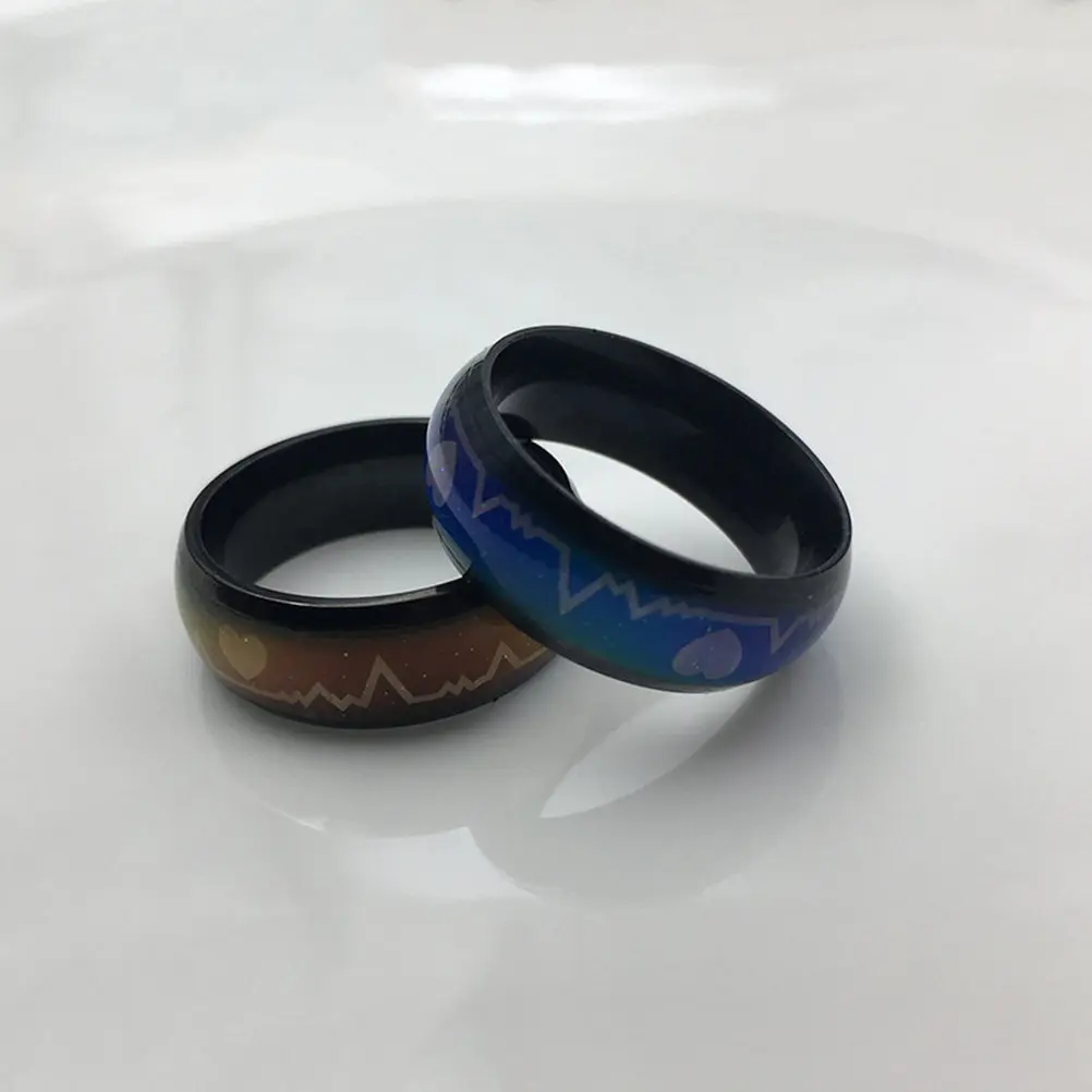 Round Shape Alloy Mood Ring Unisex Temperature Sensitive Color Shift Finger Ring for Men Women Size 10 Emotion Responsive