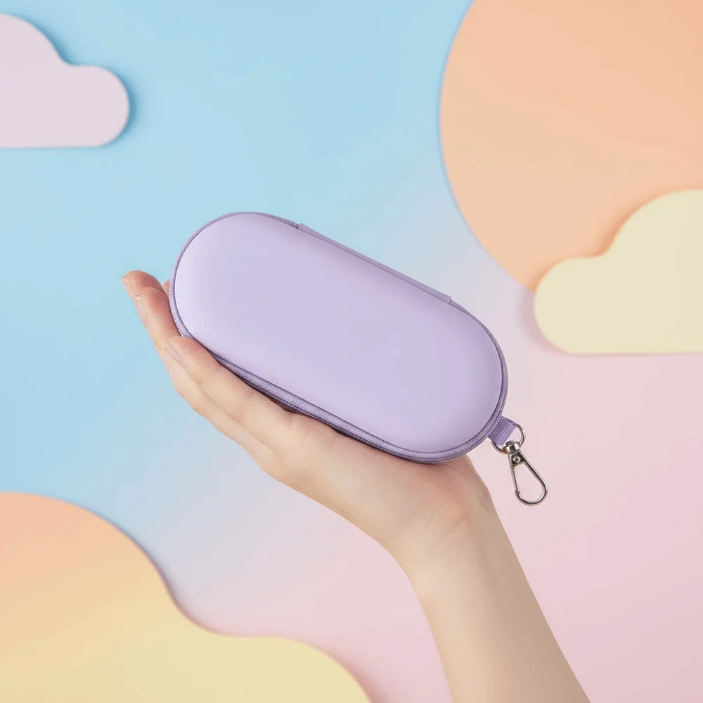 Waterproof PU Dual Slot Glasses Pouch Oval Shape Anti Crush Sunglasses Case Zipper Closure Candy Colors Eyewear Organizer