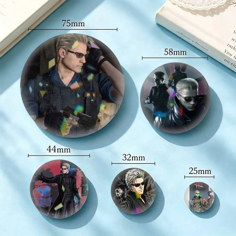 Resident Evil-L Albert Wesker 25 32 44 58 75mm Badges Personalized Round Brooches Pins Accessory Gift