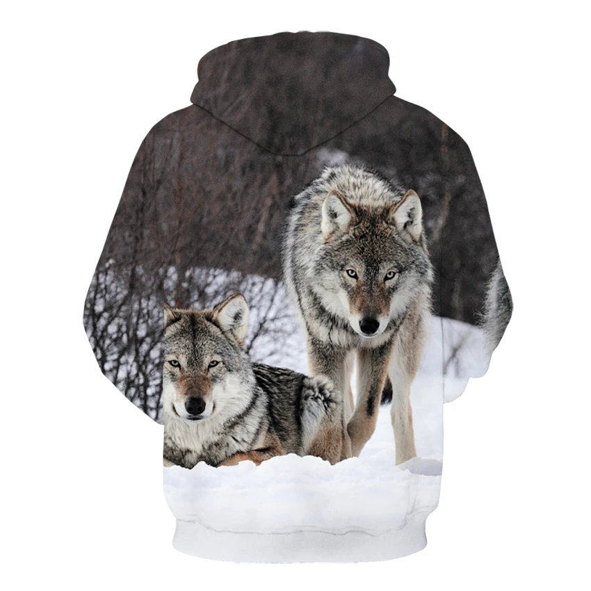 New Fashion Animal 3D Printed Hoodie Men and Women Personalized Design Sweatshirt Snow Double Wolf Harajuku Oversized Hoodie