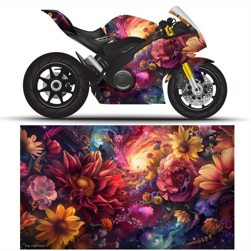Illusory Color Star Flower Motorcycle Stickers, Durable Car Vinyl Wraps Suitable for Most Vehicles, Car Body Sticker Film