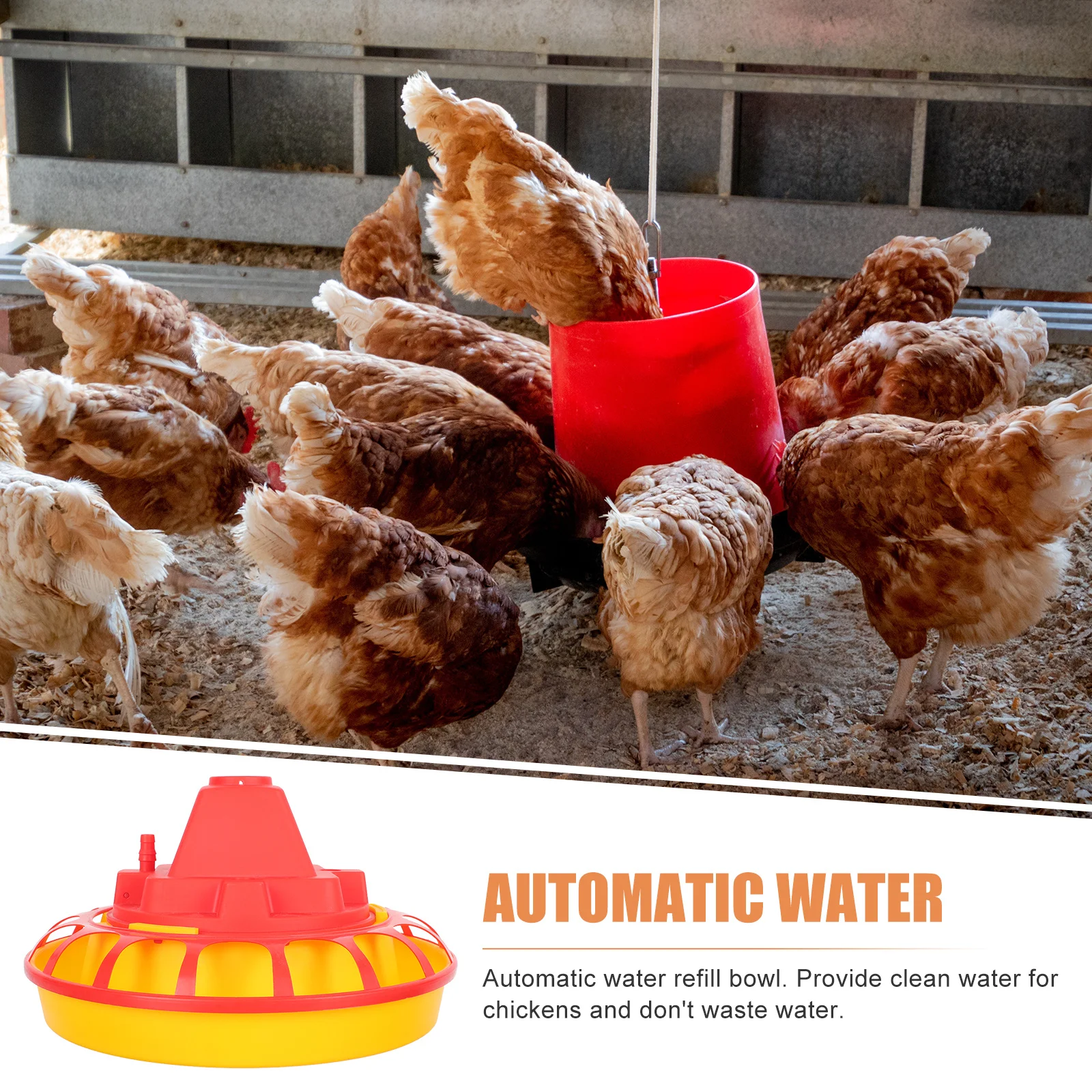 

2Pcs Automatic Chicken Waterer Heavy Duty Poultry Feeding Container for Chickens Ducks Geese Small Birds Simple Clean Garden