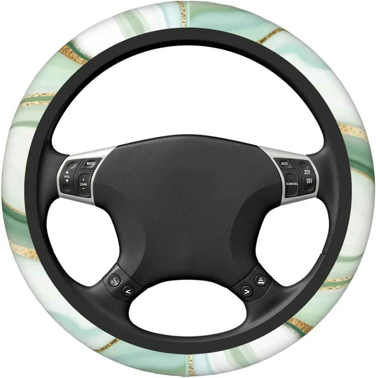 Golden Natural Mineral Grain Marble 15 inch Universal Cute Car Steering Wheel Neoprene Breathable Steering Wheel Protector