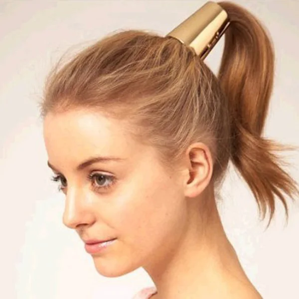 

Metal Hairband 42x38mm Golden Alloy Elastic Circle Hairband Cool Punk Accessories for Women Ponytail Holder