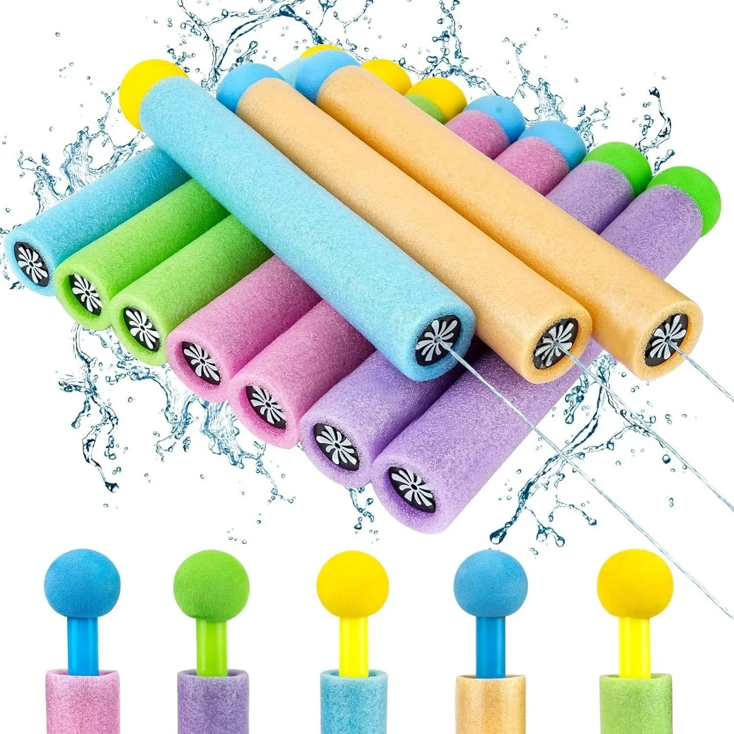 

5/10 Pcs Kids Water Gun Mini Summer Beach Toys Outdoor Portable Detachable Launcher Water Bubble Foam Sprayer Summer Pool Toys