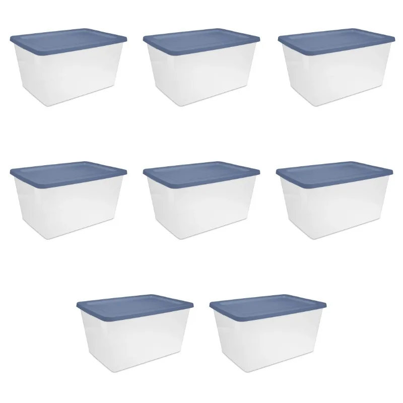 

58 Qt. Storage Box Plastic Adult, Blue Moonlight, Set of 8