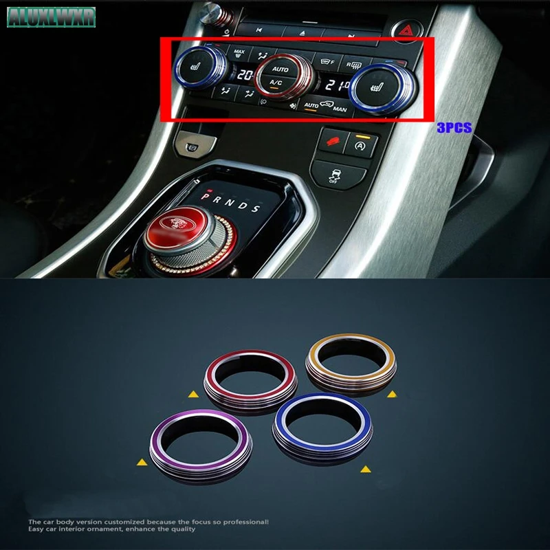 

Car-styling Air Conditioning Knob Decorative Cover Trim 3PCS for Land Rover Discovery Sport Discovery 4 LR4 Range Rover Evoque