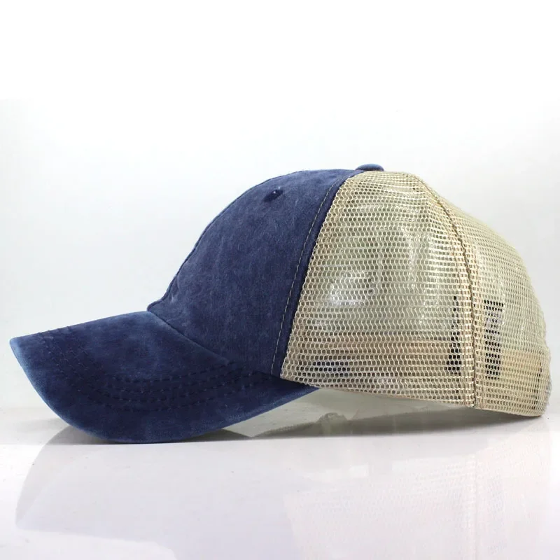 Gorra de béisbol lavada Vintage para mujeres y hombres, gorra de béisbol de malla, Gorras Snapback, gorra para papá, gorra de pesca al aire libre