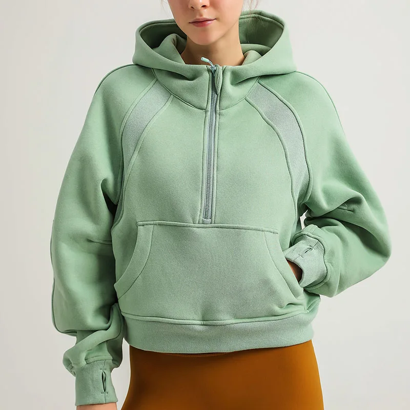 New Yoga Suit Jacket For Autumn And Winter, Thick And Warm Hooded Sweatshirt With Fleece, Sports Top, Hoodie For Women