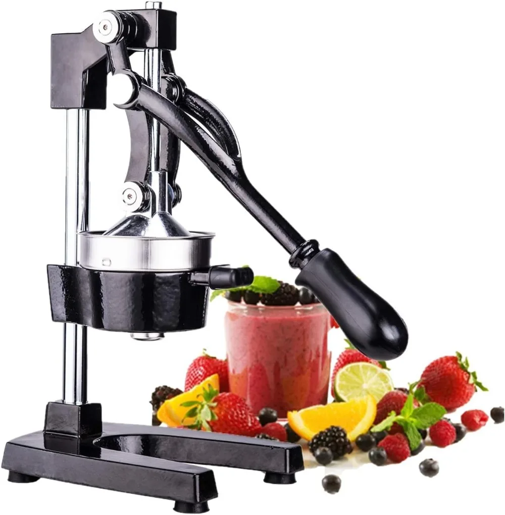 Hand Press Juicer Machine, for Lemon, Lime, Orange Juice - Professional Squeezer and Crusher, Easy to Clean, Black