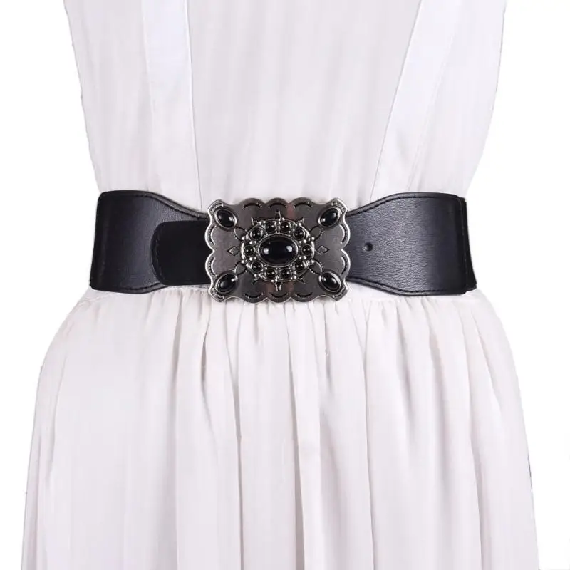 

652F PU Waist Chain Studded Elastic Cincher for Women Proms Stage and Club Party Casual Wear Elaborate Jewelry