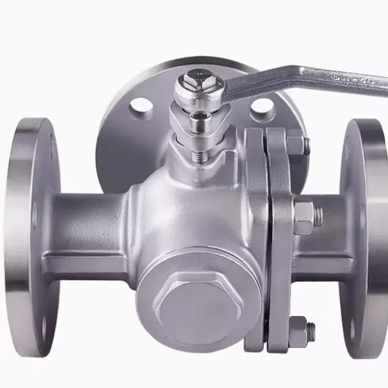 GTVF Factory Supplies Manual Stainless Steel Flange Three-way Ball Valves