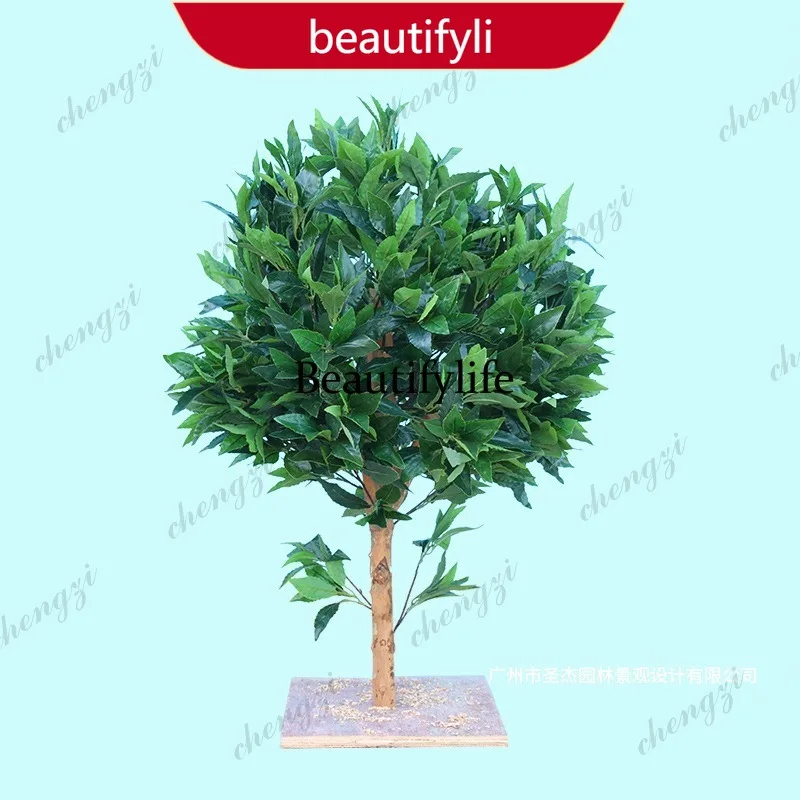 03 simulation single pole laurel potted plant hotel window storefront decoration simulation plant living room
