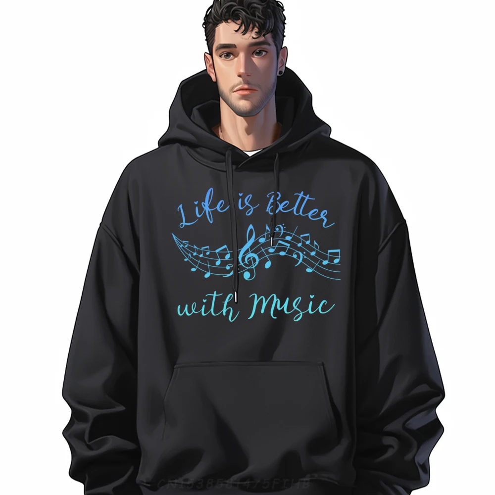 

Life Is Better With Music Musician Quote Clef Notes Graphic Luxury Designer Student Men's Sweatshirts