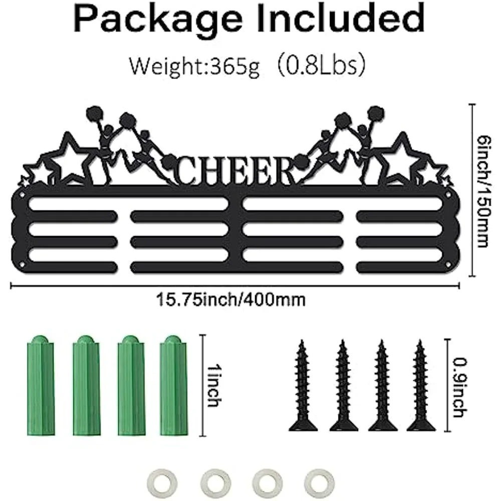 Cheer Cheerleading Medal Holder Pentagram Medals Display Rack Sturdy Steel Metal Holder Wall Mount No Hooks Over 60 Medals