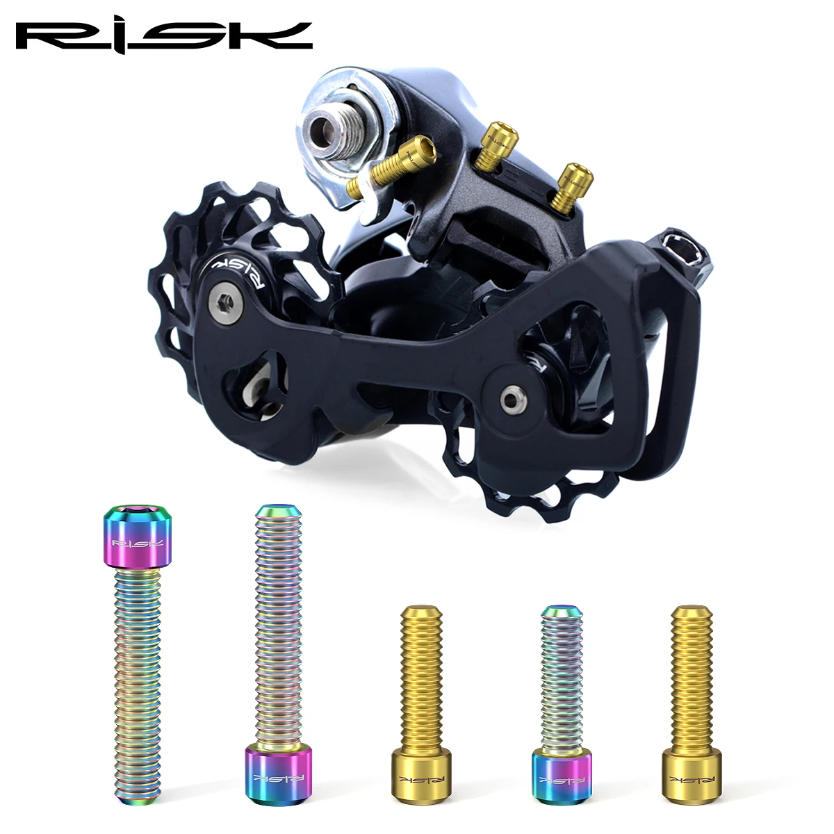 RISK-tornillos de cambio de marchas delanteros y traseros para bicicleta de montaña, tornillo ajustable de titanio, m4x13,5, M4x20mm