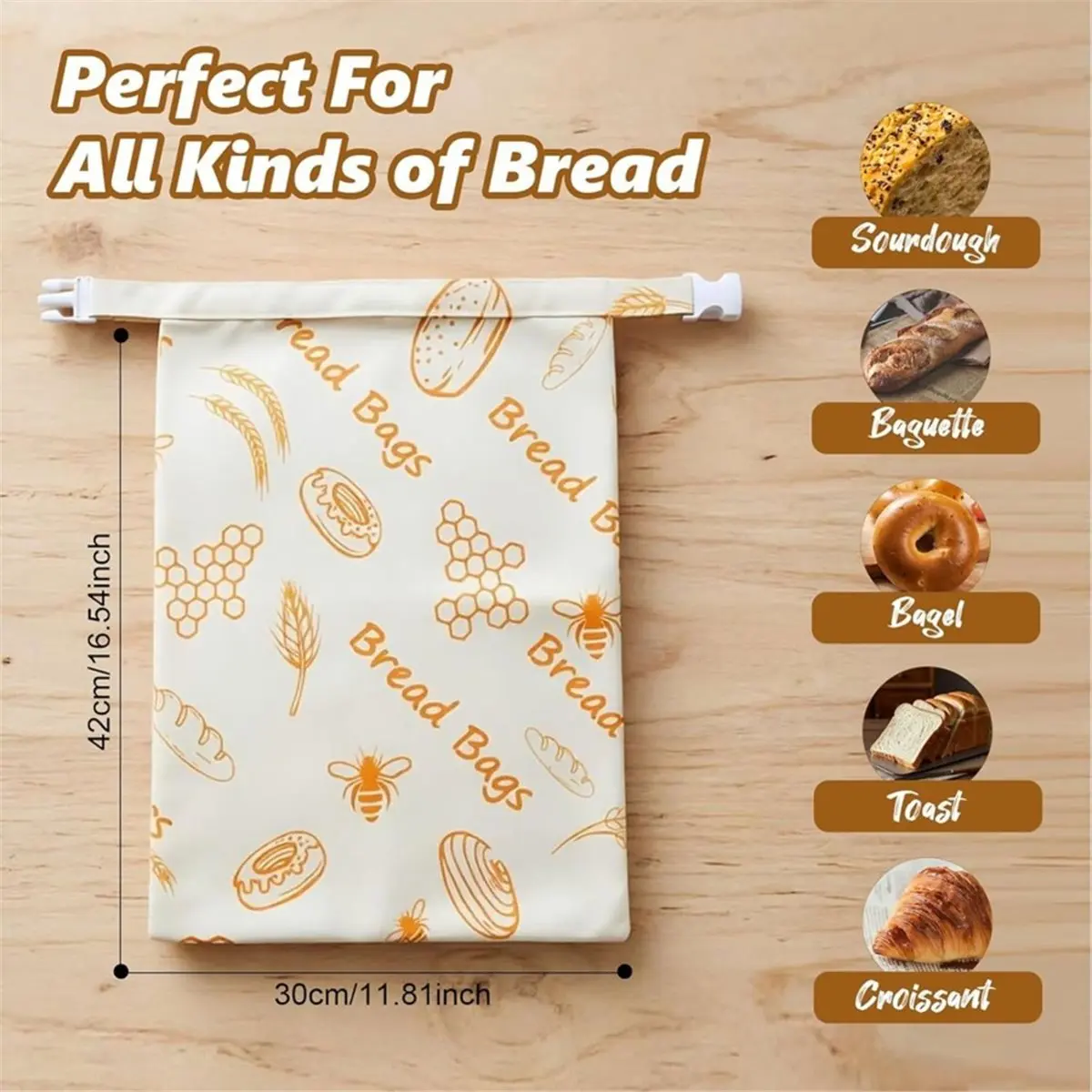 DT38 Beeswax Bread Bags for Sourdough(2 Pack), Wax Bread Bags for Homemade Bread, Beeswax Bread Bag, Keep Freshness