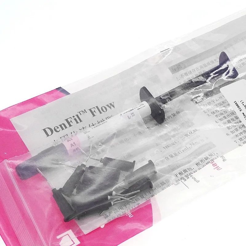 

Dental Material DenFil Light Cured Composite Fluid Resin for Caries Front Tooth Restoration Class V Restoration 2g/tube