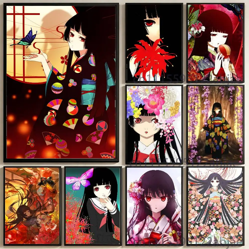 J-Jigoku Shoujo Ai E-Enma Poster Multi-Purpose Wall Art for Living Room Bedroom Office Hallway Bar Home Decor Gift