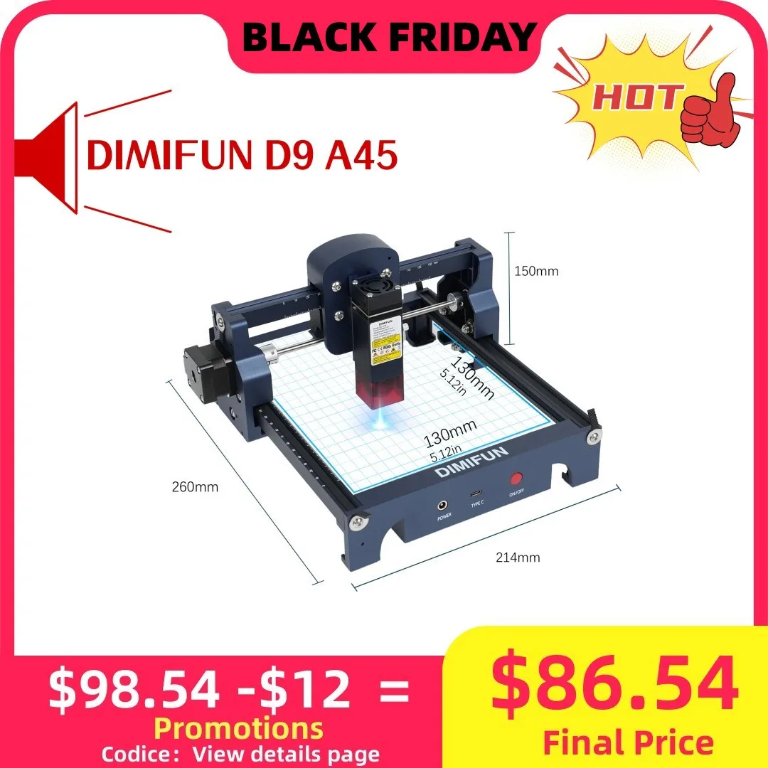 DIMIFUN D9 Mini Laser Engraving Machine with 4.5W Power, Perfect for DIY Projects and Personalization gravador laser