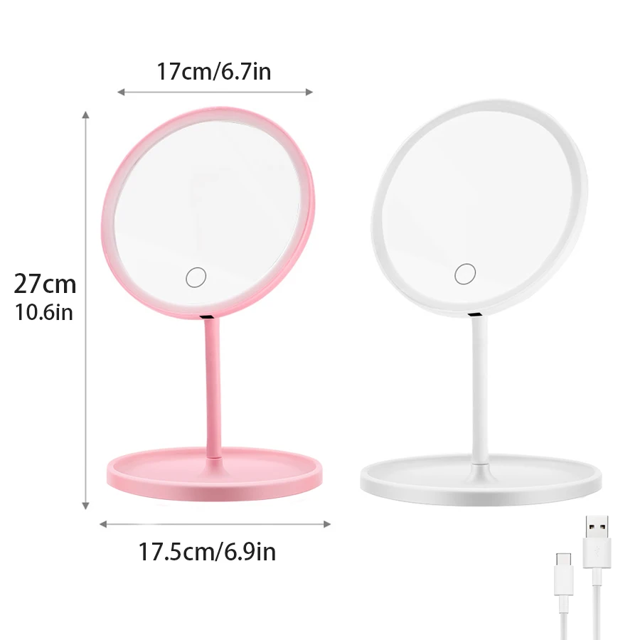 Picture 7: Foldable Portable LED Makeup Mirror 3 Lighting Modes Touch Dimmable Table Lamp USB Recharge Fill Light Mirror Light with Tray