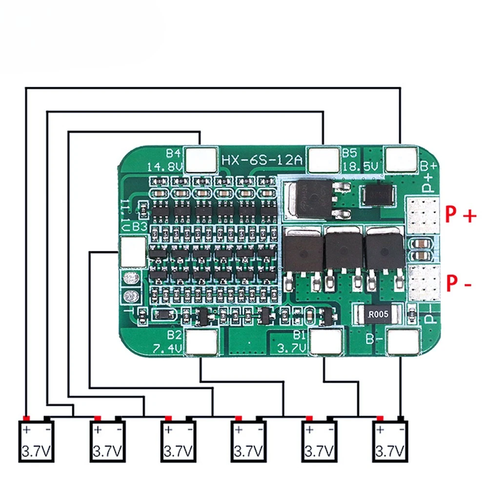 6S 15A 24V PCB BMS Protection Board For 6 Pack 18650 Li-ion Lithium Battery Cell Module