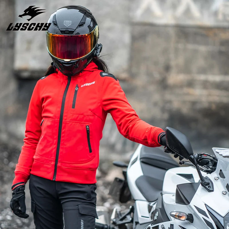 

LYSCHY LY-2033W Women's Motorcycle Riding Clothing Warm Waterproof Slim Riding Jacket Built-in CE Guard Red Black Jacket