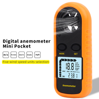 LCD Digital Anemometer Mini Pocket Wind Speed Tester 0-30m/s Air Velocity Airflow -10°C ~ 45°C Temperature Meter with Backlight