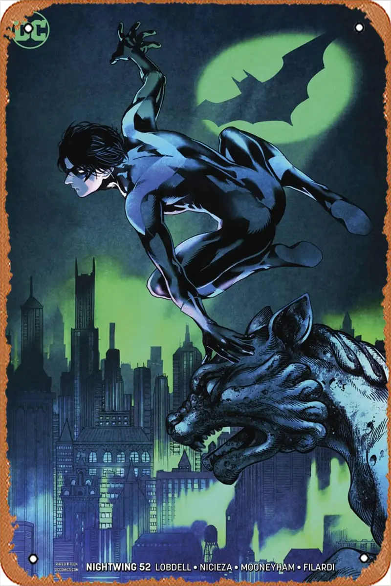 Letrero de metal retro - Nightwing (4.a serie) 52 Var A Comic Book NM - Póster de película de cartel de metal de anime para música, cafetería, bar, restaurante